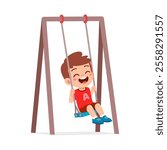 little kid play swing in the park