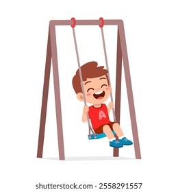 little kid play swing in the park