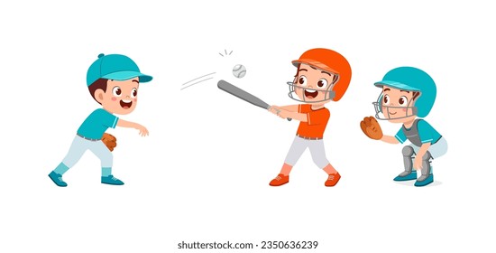 niño pequeño jugando béisbol con un amigo y sintiéndose feliz