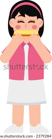 Little Kid Playing Harmonica Illustration