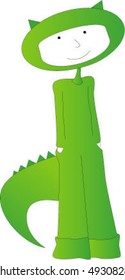 Little kid plays crocodile