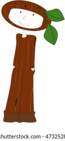 Little kid plays tree