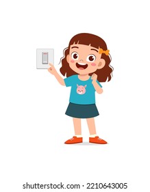 little kid press electric power switch on the wall