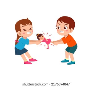 children sharing toys cartoon