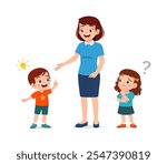 little kid raise hand to answer the teacher question