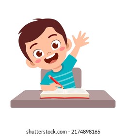 Little Kid Raise Hand Answer Question Stock Vector (Royalty Free ...