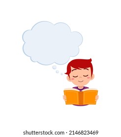 little kid read book and think about something