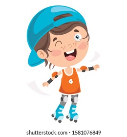 Little Kid Riding Roller Skate