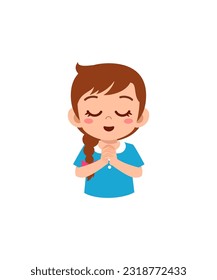 little kid show praying pose and feel peace