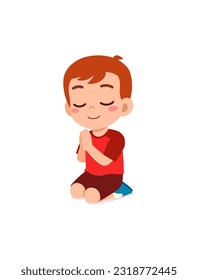 little kid show praying pose and feel peace