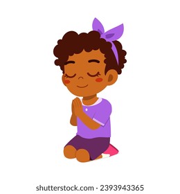 little kid show praying pose and feel peace