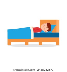 Little kid sleep on bed room and feel comfortable