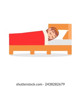 Little kid sleep on bed room and feel comfortable
