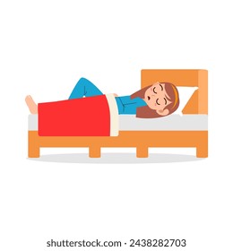 Little kid sleep on bed room and feel comfortable