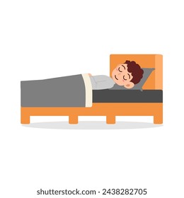 Little kid sleep on bed room and feel comfortable