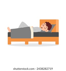 Little kid sleep on bed room and feel comfortable