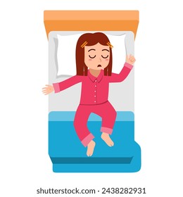 Little kid sleep on bed room and feel comfortable