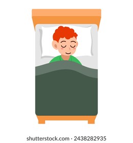 Little kid sleep on bed room and feel comfortable
