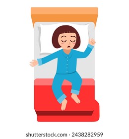 Little kid sleep on bed room and feel comfortable
