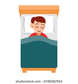 Little kid sleep on bed room and feel comfortable