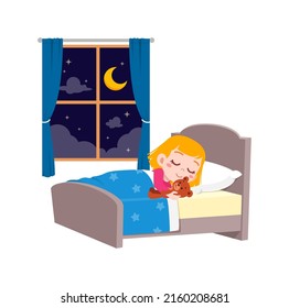 little kid sleep in the room at night