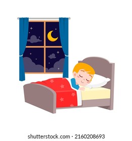 Little Kid Sleep Room Night Stock Vector (Royalty Free) 2160208693 ...