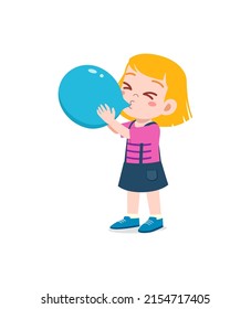 Little Kid Standing Blowing Balloon Stock Vector (Royalty Free ...