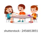 little kid study together with friends