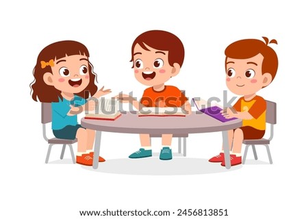 little kid study together with friends