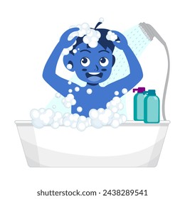 Little kid take a bath in the bathtub