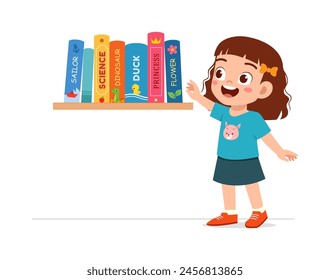 little kid take a book from bookshelf