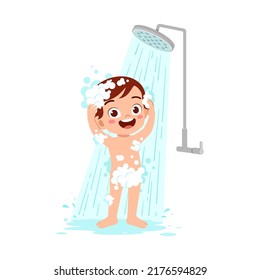 Kid Taking Bath In The Bathroom Illustration Royalty Free SVG