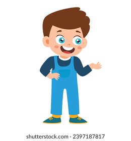 Little Kid Talking Explain with Standing Pose Children. Boy Making Conversation to Friend, Communication Discussion Activity Isolated Element Objects. Flat Style Icon Vector Illustration