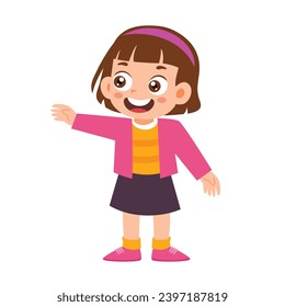 Little Kid Talking Explain with Standing Pose Children. Girl Making Conversation to Friend, Communication Discussion Activity Isolated Element Objects. Flat Style Icon Vector Illustration