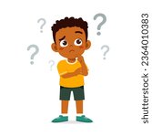 little kid thinking about something and feel curious