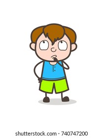 Little Kid Thinking Face - Cute Cartoon Boy Illustration