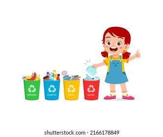 Little Kid Throw Glass Waste Recycle Stock Vector (Royalty Free ...