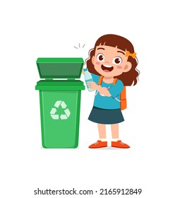 Little Kid Throw Trash Trash Bin Stock Vector (Royalty Free) 2165912849 ...