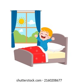 little kid wake up in the morning