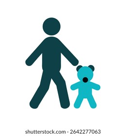 Little Kid Walking with Teddy Bear in Hand