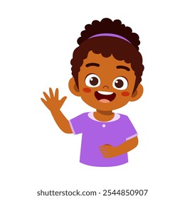 little kid waving hand and feel happy