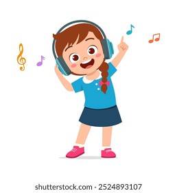 criança pequena usar fone de ouvido para ouvir música