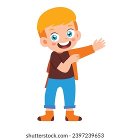 Vector illustration happy cute little kid boy wear a clothes