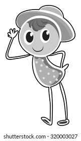 Little kid wearing a hat illustration