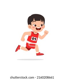 little kid wearing uniform for run race