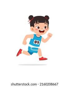 little kid wearing uniform for run race