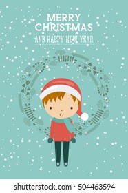 little kids in christmas celebration vector illustration design