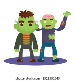 little kids with costumes characters vector illustration design