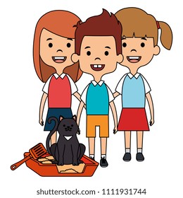 little kids with cute cat
