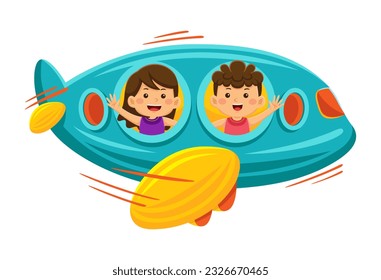 little kids having fun on a plane